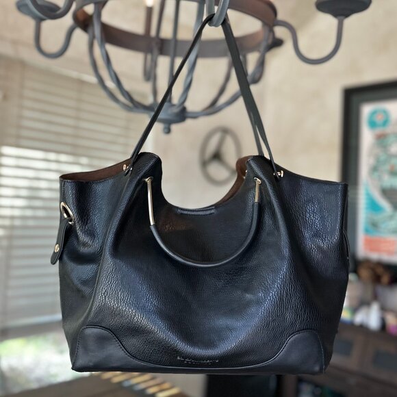 Sondra Roberts 'Squared' Faux Leather Tote Black, EUC - Picture 1 of 11